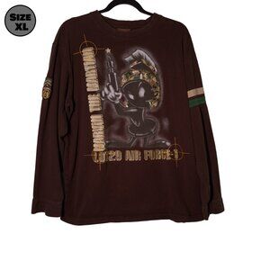 Marvin The Martian Lot29 Air Force-1 USED Long Sleeve Shirt: DISTRESSED, XL, Y2K